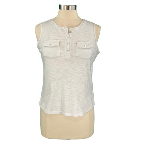 Liz Claiborne Petite White 1/4 Button Tank Top